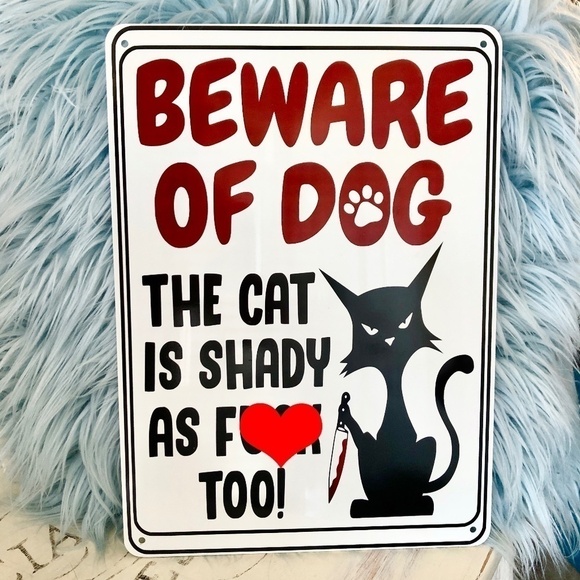 FUNNY Sign, Metal Sign Decor, Beware of Dog, Sign, Nice Condition - Picture 4 of 5